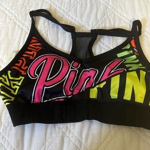 Pink Black sports bra